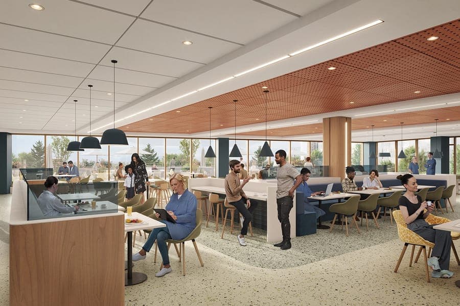 Rendering of the new dining area of the patient tower