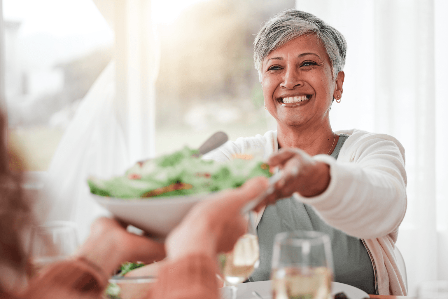 woman and healthy salad