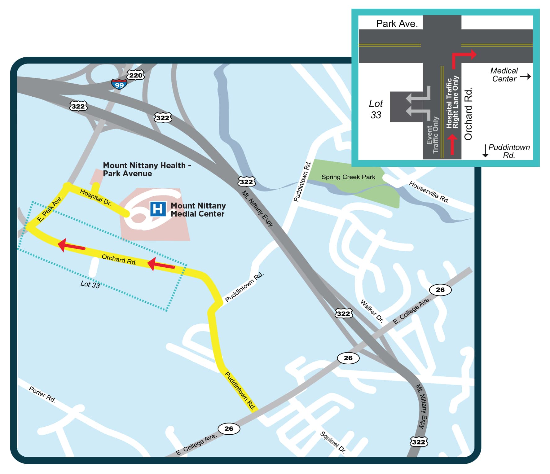 Directions to Mount Nittany Medical Center During Event Traffic