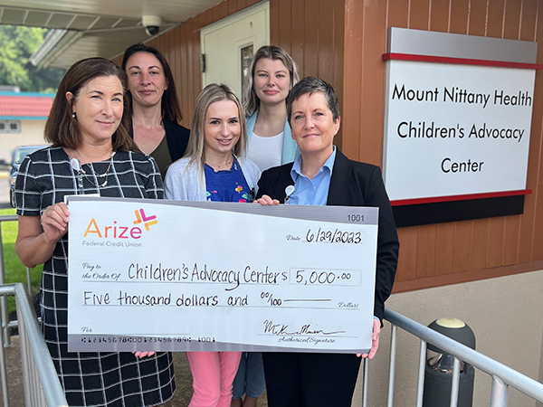 Mount Nittany Health Children’s Advocacy Center receives donation from Arize Federal Credit Union