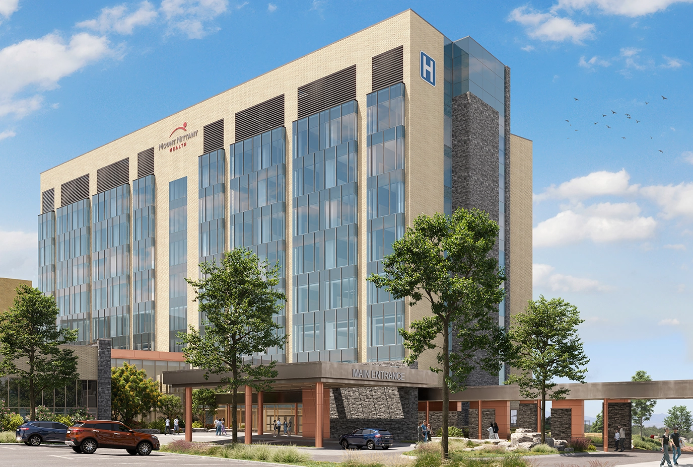 Rendering of the north side of the new patient tower