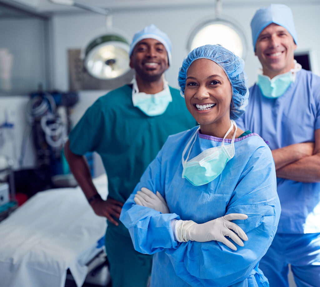 surgical team stands in the operating room
