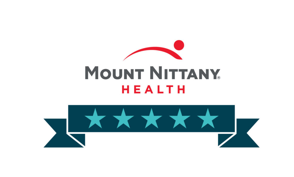 Mount Nittany Health logo above a navy banner with light blue stars