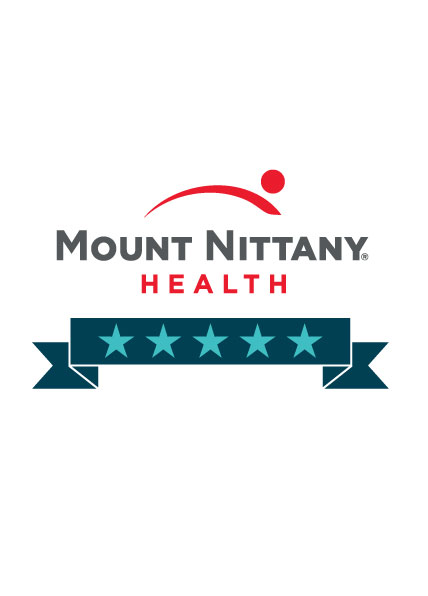 Mount Nittany Health logo above a navy banner with light blue stars