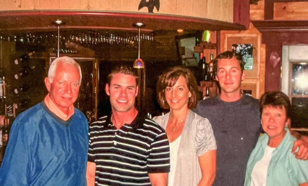 Moyer family poses for a group photo at a restaurant