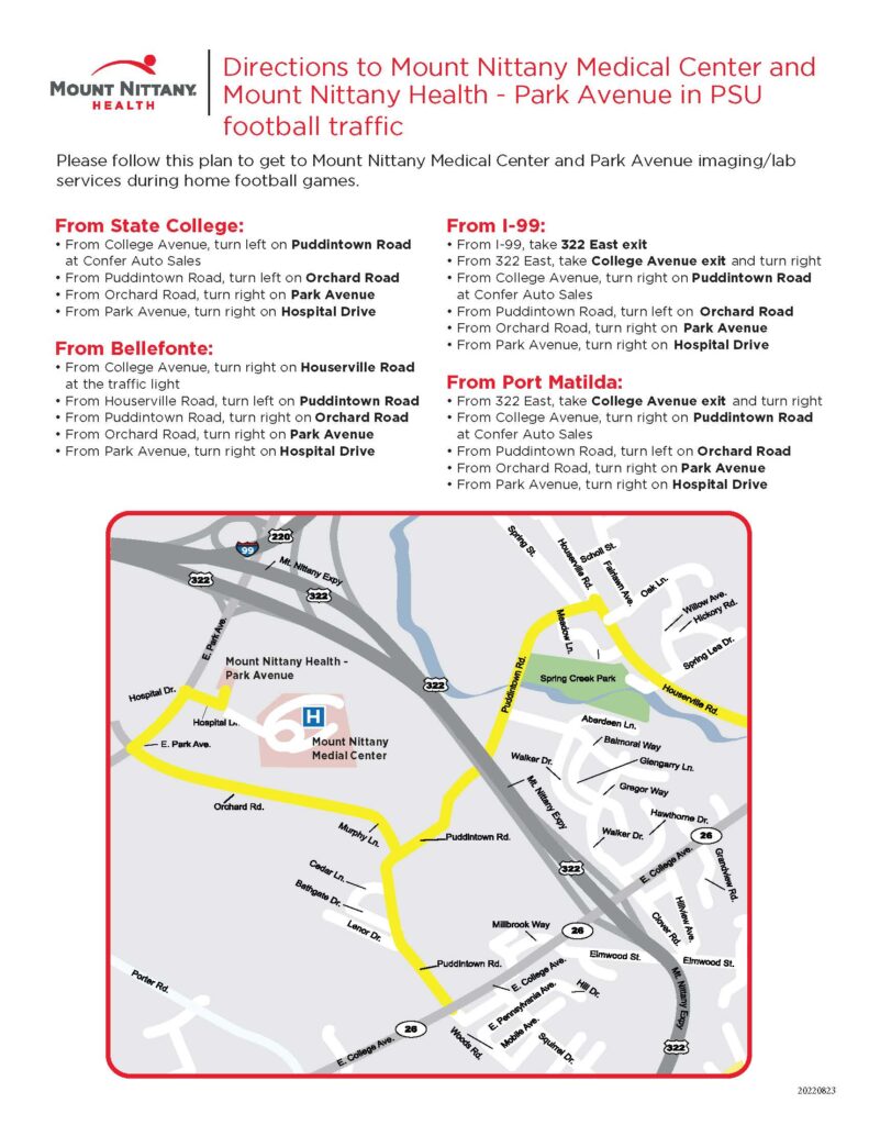 directions to the medical center during event traffic