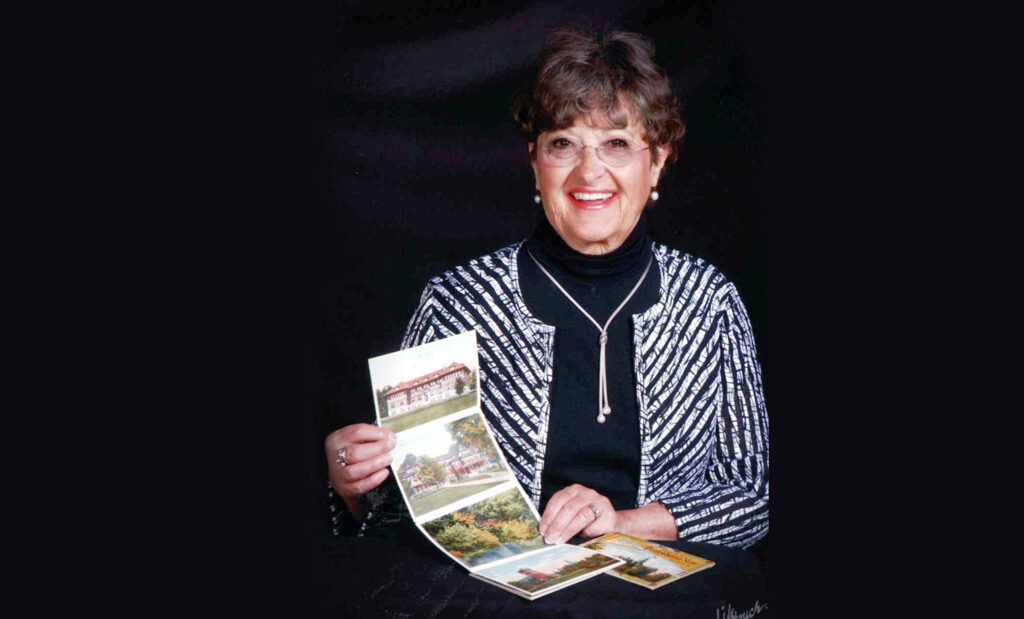 Joan Brower showcases her postcards