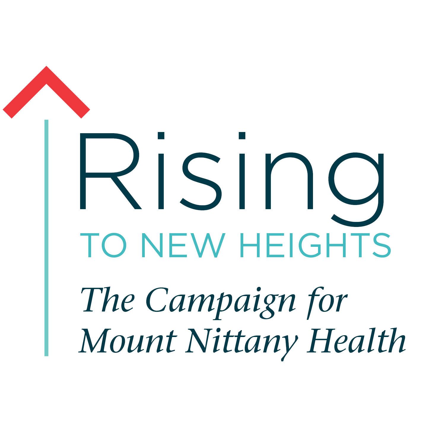 Rising to New Heights Campaign graphic with text and an illustrated arrow