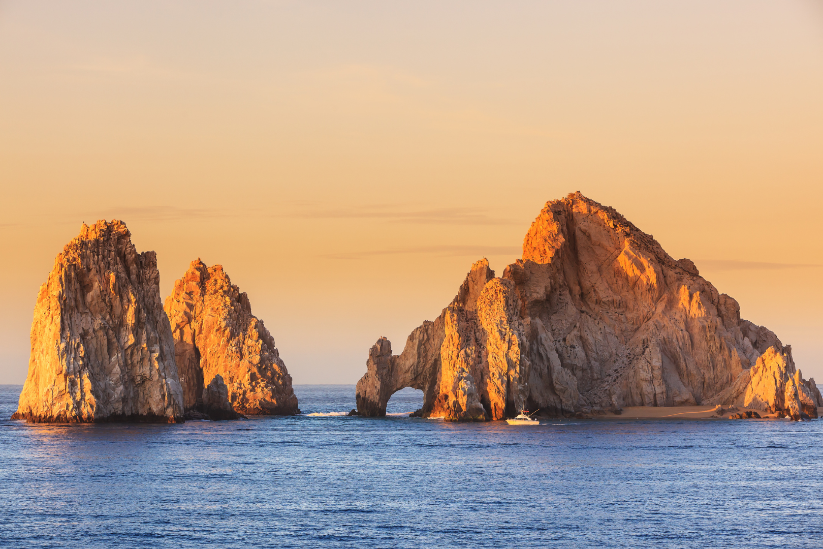 Two rock formations in the ocean in Cabo Mexico