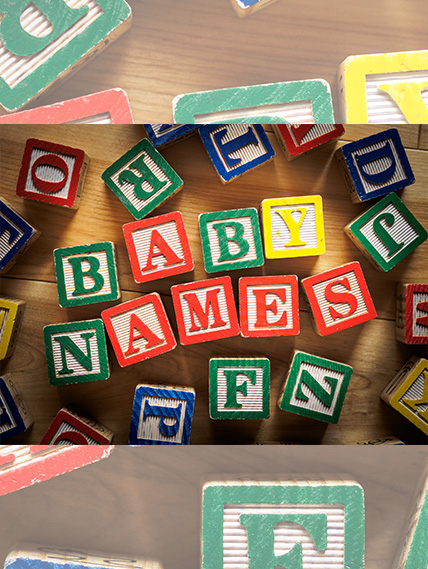 Baby blocks spelling out 'baby names'