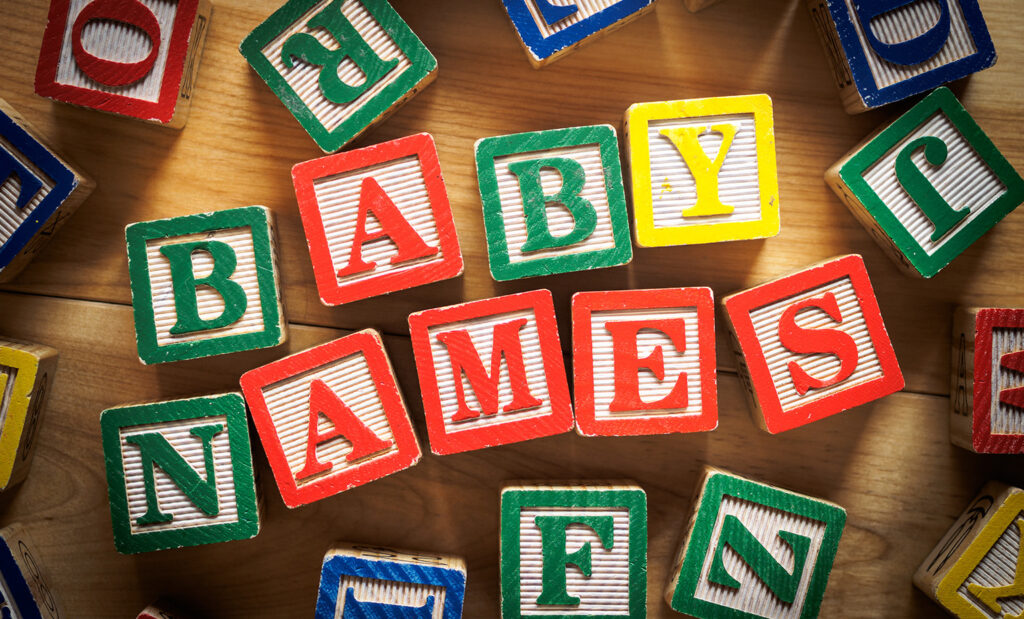 Baby blocks spelling out 'baby names'