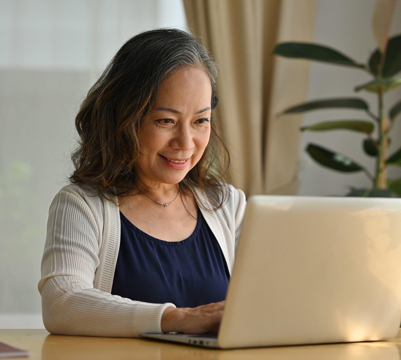 Older woman looking at a laptop